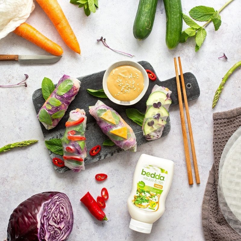 Vegane Sommerrollen mit Sesam-Mayo