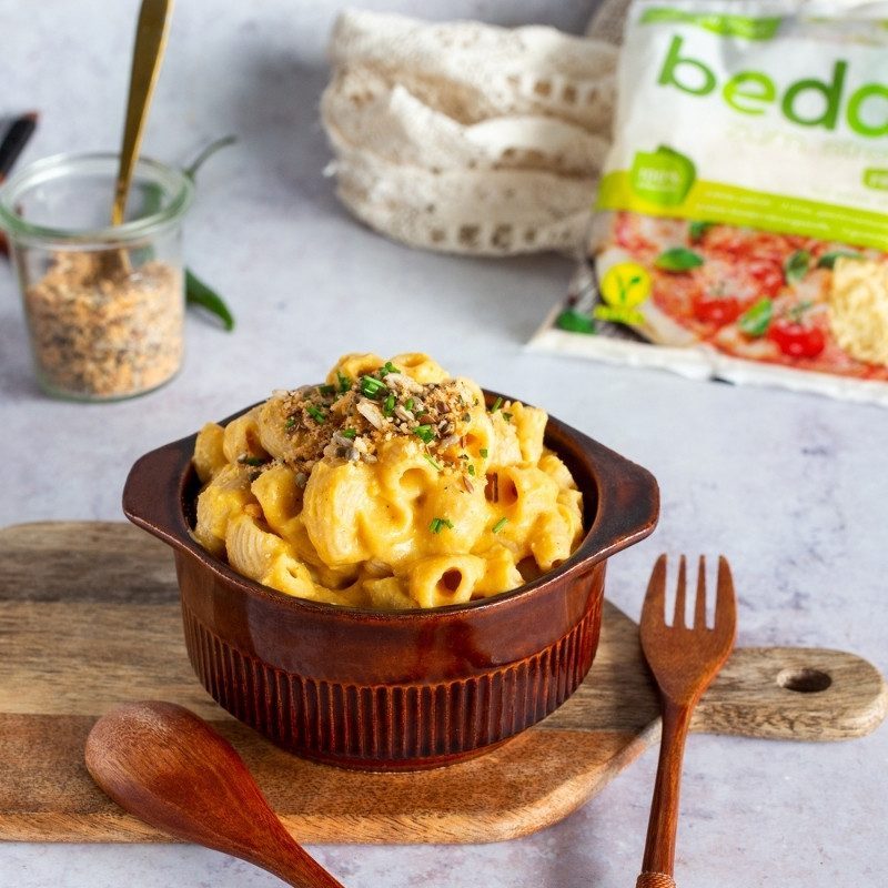 Vegane Mac and Cheese mit Süßkartoffelsauce